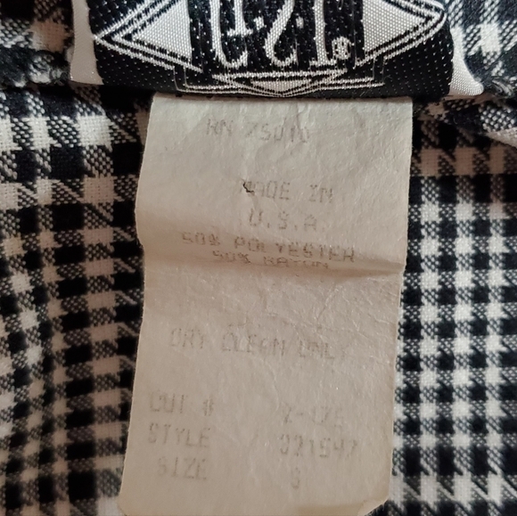 Vintage 80s GSL Black Houndstooth Double Breasted Collarless Blazer Jacket S - Picture 15 of 15